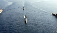 080629-G-9409H-602 
SOUTH CHINA SEA (June 29, 2008) U.S. Navy and Republic of Singapore ships steam through the South China Sea for the second of two combined Republic of Singapore and United States naval formations during a division tactics exercise during Cooperation Afloat Readiness and Training (CARAT) 2008.  CARAT is an annual series of bilateral military training exercises between the United States and several Southeast Asian nations. U.S. Coast Guard photo by Public Affairs Specialist 3rd Class Angela Henderson (Released)