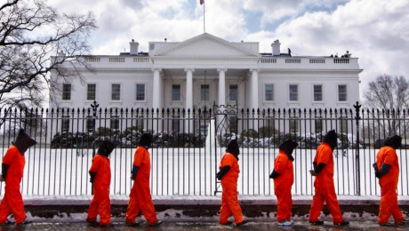 Proponents of closing the prison at Guantanamo demonstrate in front of the White House [Photo Credit:  Greg Foster/flickr/cc]